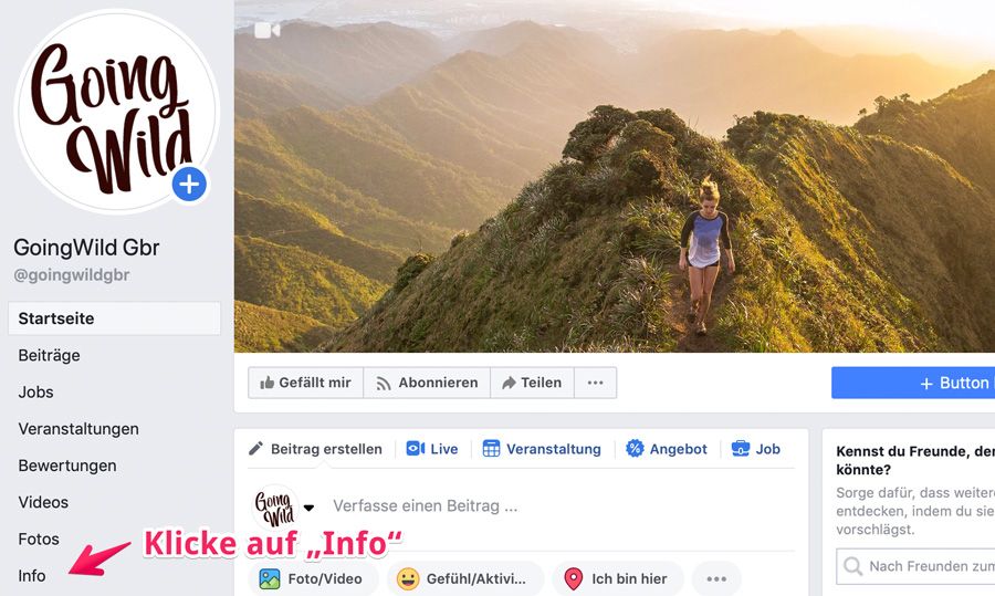 Facebook Seitennamen ändern Schritt 2