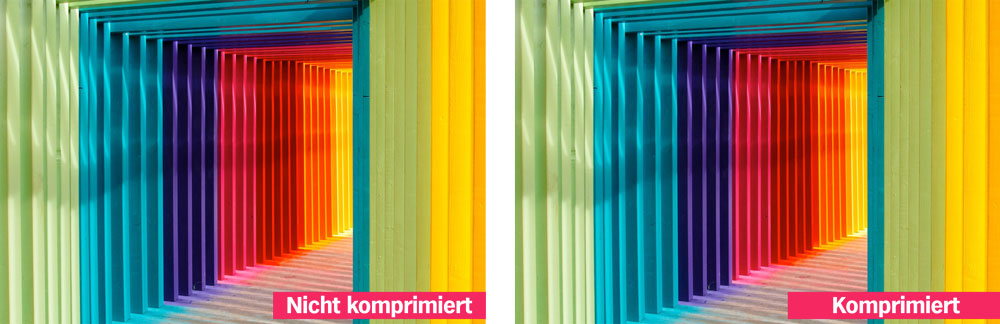 Zwei Bilder komprimiert mit Compressor.io. Der Unterschied ist nach der Komprimierung kaum sichtbar.