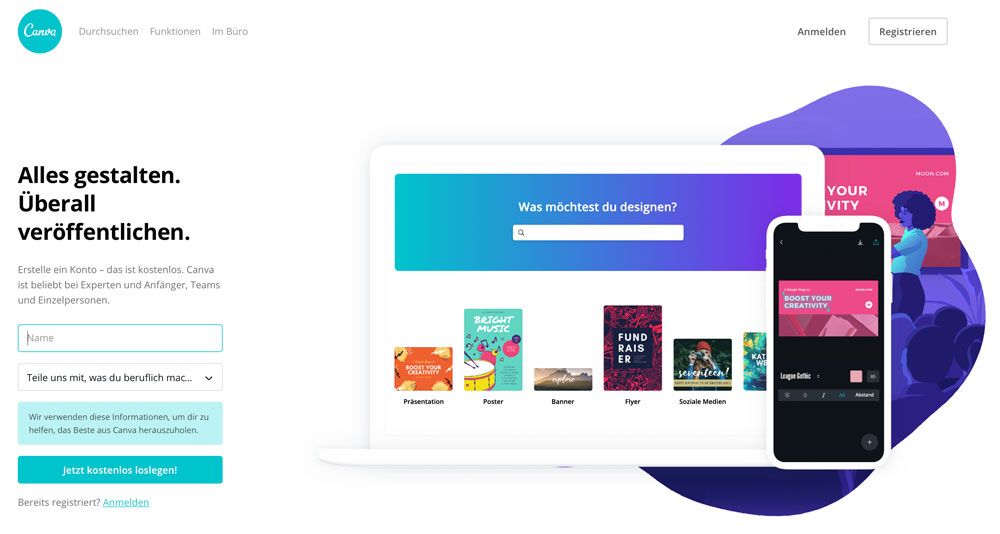 Facebook Titelbilder lassen sich einfach mit Canva erstellen