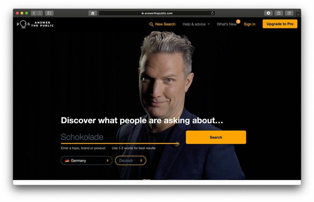 Answerthepublic für relevante Suchanfragen für deinen Content
