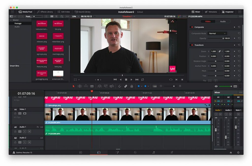DaVinci Resolve zum Editieren von Video-Content