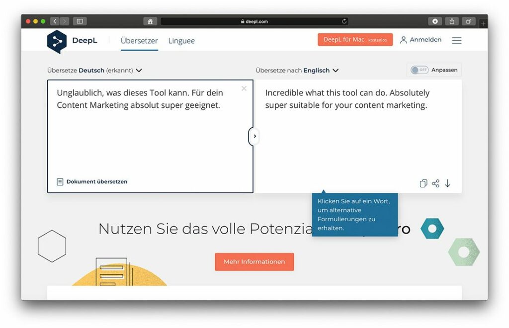 DeepL - Tool zum Übersetzen von Blogartikeln
