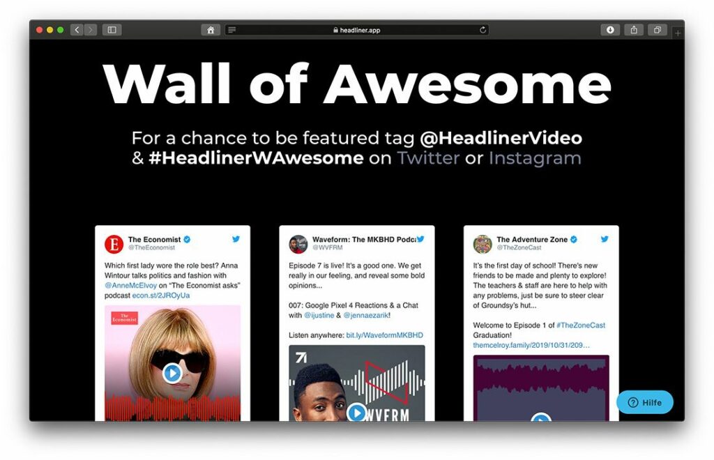 Headliner App für Podcast Promotion