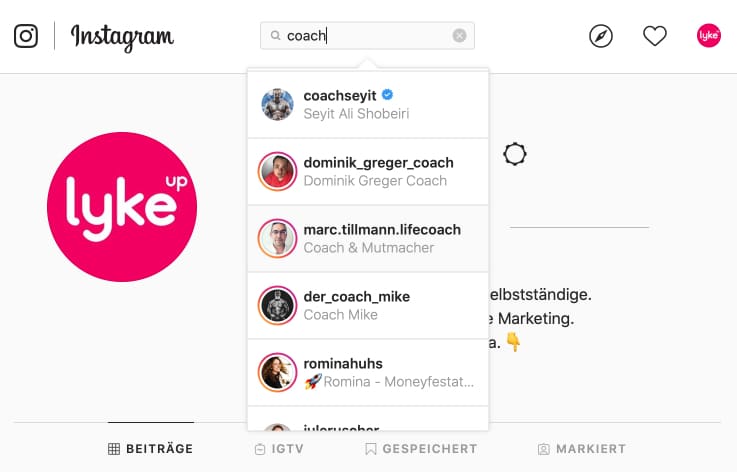 Instagram Keyword Optimierung