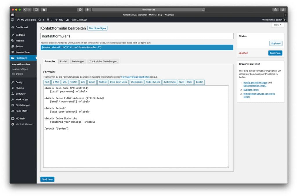 Contact Form 7 ist ein kostenloses Addon, um Formulare in WordPress zu erstellen.