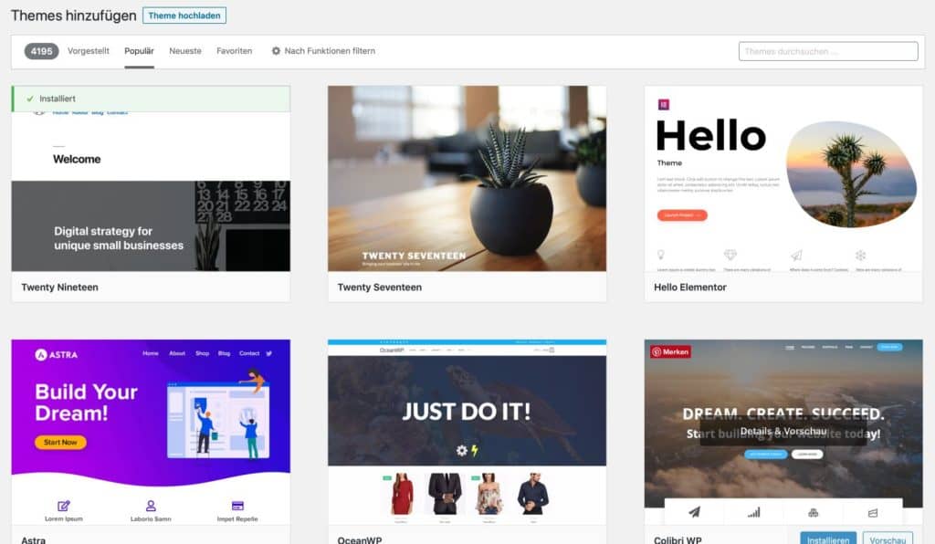 Neuen Blog-Theme installieren