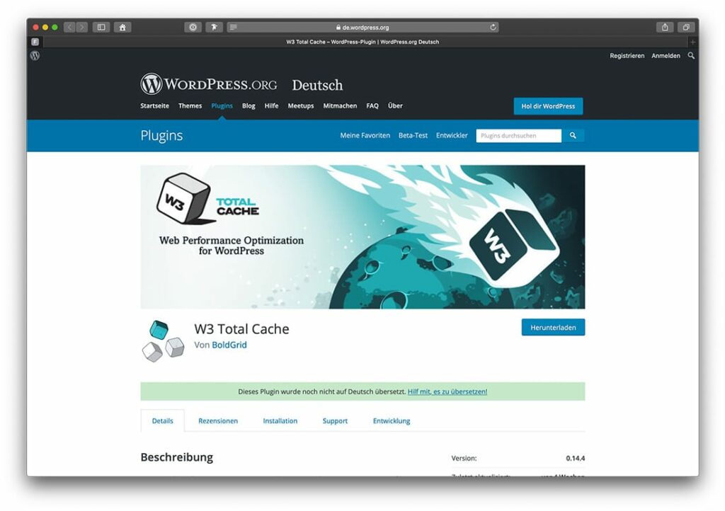 W3 Total Cache als kostenlose Alternative zu WP Rocket.