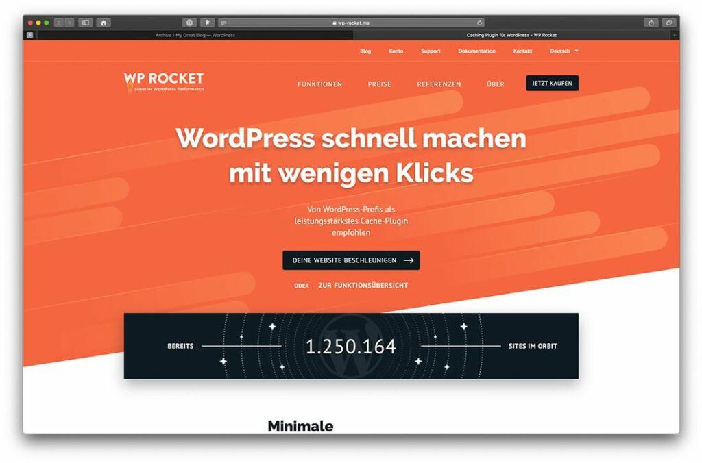 WP Rocket. Mit Website Caching die Ladezeiten optimieren.