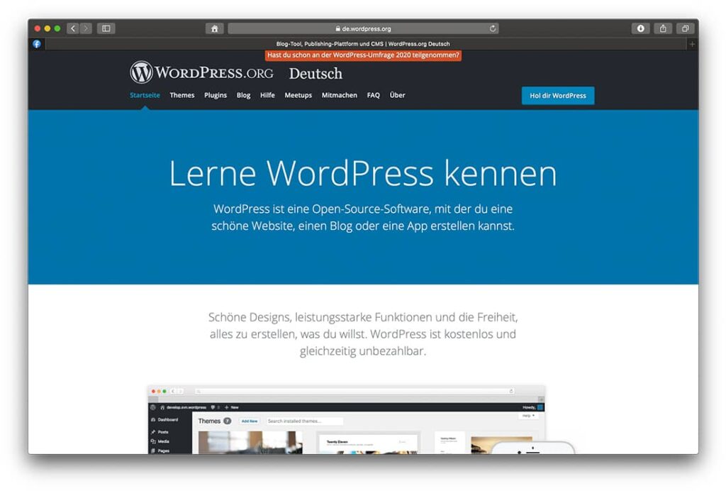Deutsche Downloadseite des WordPress Blog Content Management Systems