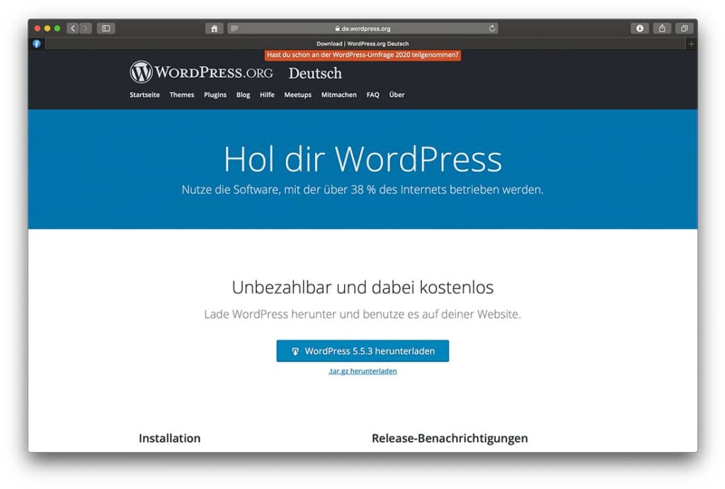 Wordpress Blogplattform Downloadbutton