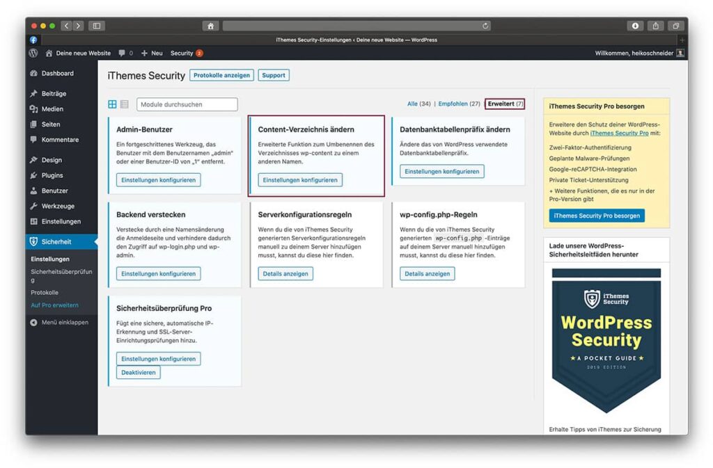 Einfach das Content-Verzeichnis für deinen neu erstellten WordPress Blog ändern