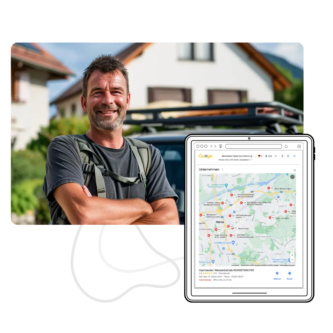 Ein Dachdecker, der mehr Leads und Kunden durch eine Agentur für Suchmaschinenmarketing bekommt