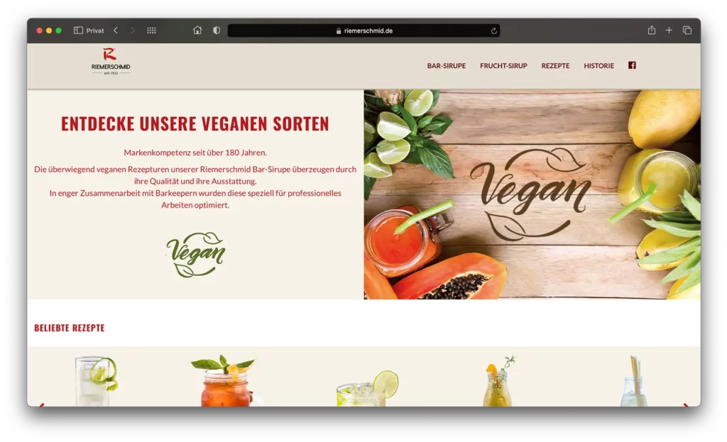 Webdesign für die Deutsche Marke Riemerschmidt