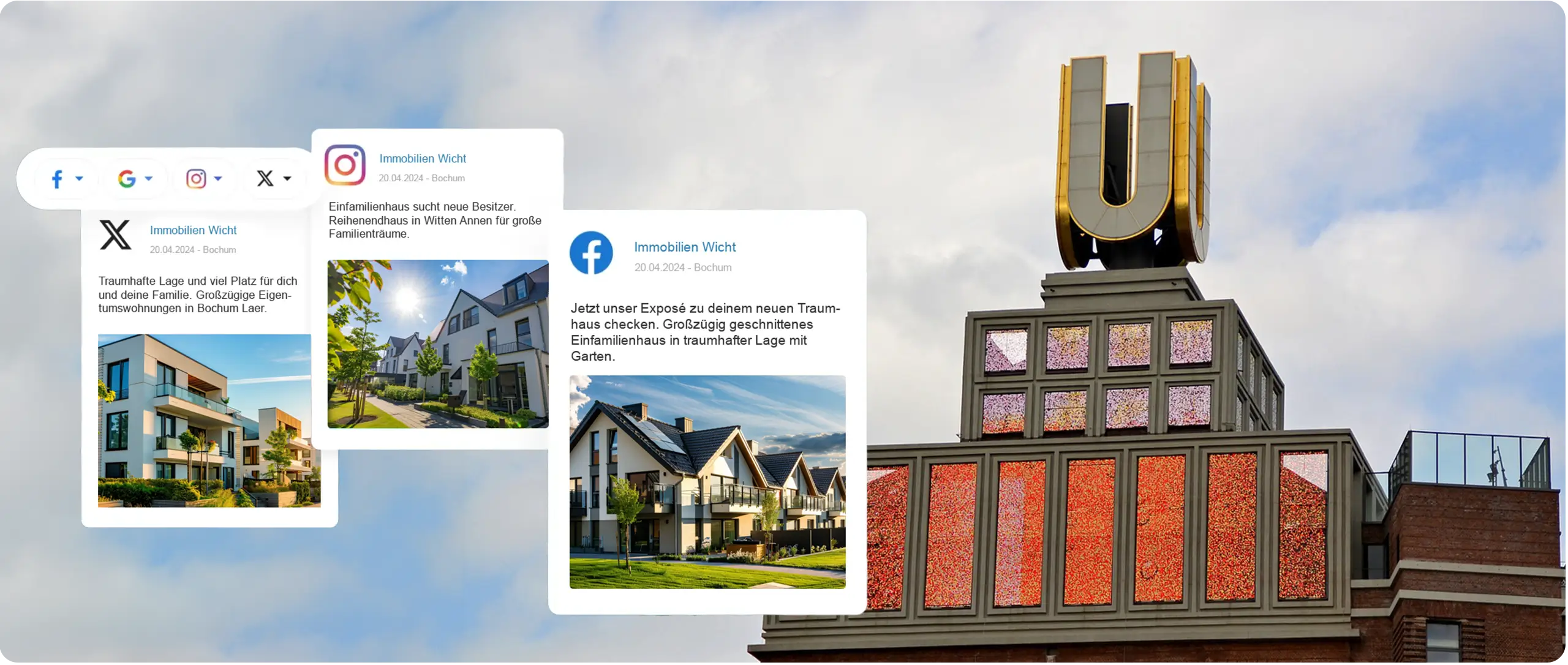 Blick auf das Dortmunder U von einer Online Marketing Agentur in Dortmund